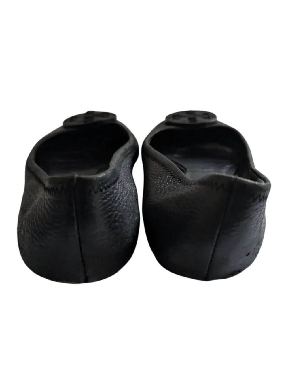 Tory Burch Minnie Travel Ballet Flats Womens 6.5 Black Leather Slip On Shoes